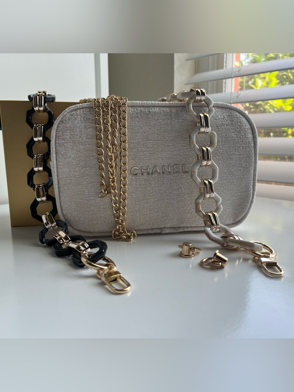 CHANEL Ivory Canvas Makeup Pouch